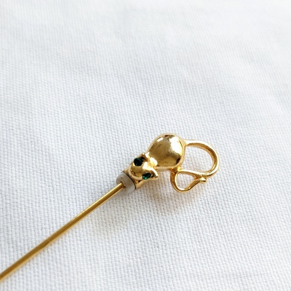 3" Cat and Mouse pin, Gold color - Picture 6 of 7